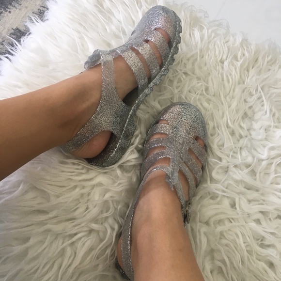 Silver glitter jelly sandal - Picture 4 of 8